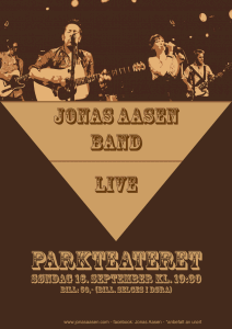 Plakat: Jonas Aasen Band på Parkteateret 16. September